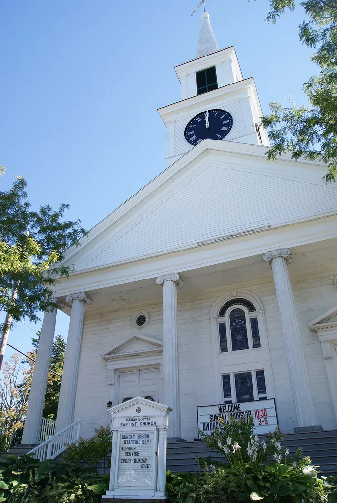 Damariscotta Baptist Church at 4 Bristol Road, Damariscotta, Maine, USA.