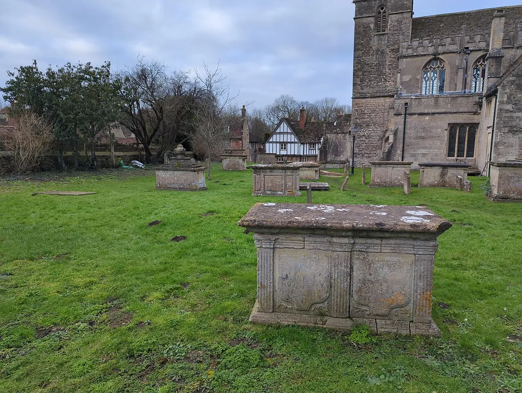 Five Monuments Scattered In South West Angle Of Churchyard Of Church Of St Cyriac (monument in Lacock, Wiltshire, England, UK)