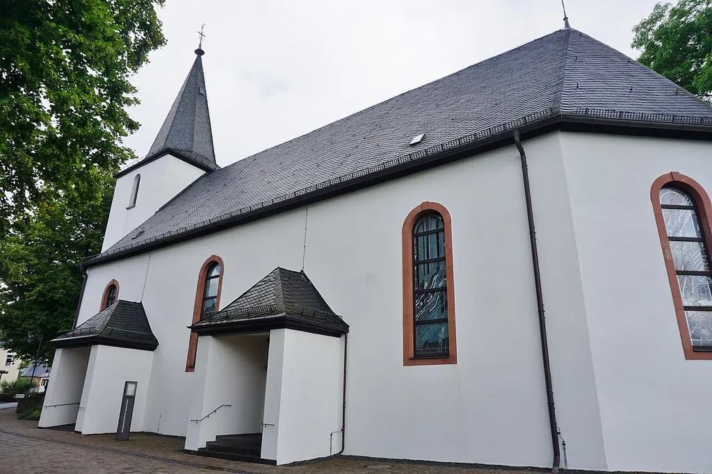 View of the Baumholder Evangelical Church in Rhineland-Palatinate.