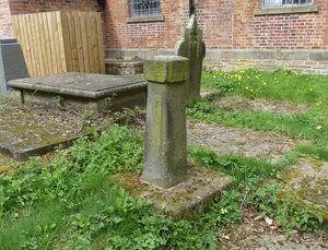 Sundial and shaft south of nave in St Mary the Virgin churchyard