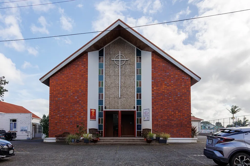 A frontal view of the Good Shepherd Catholic Church in Balmoral, Auckland.