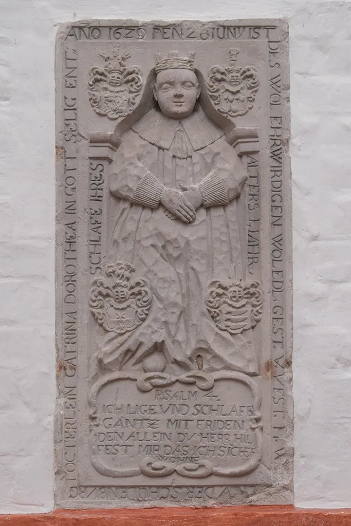 Dom St. Peter und Paul in Brandenburg an der Havel in Brandenburg (Deutschland), Grabplatte für Katharina Dorothea von der Schulenburg (1628–1629)