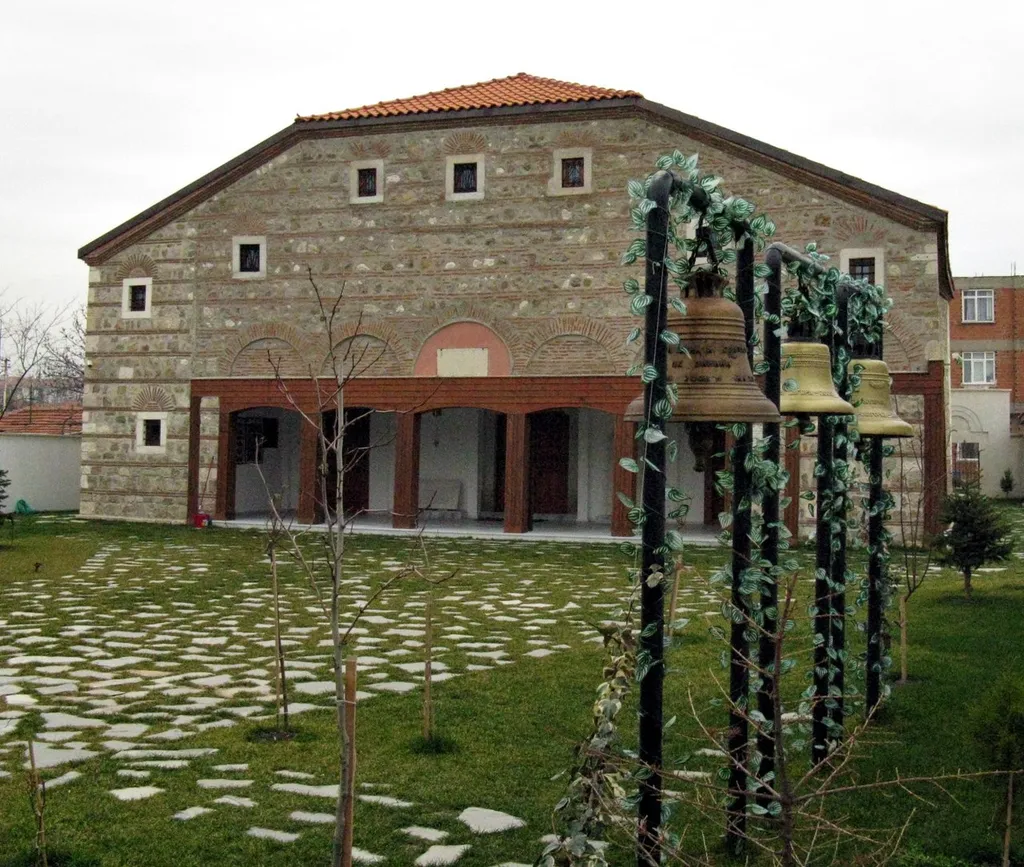 Bulgarian Orthodox Church of Sts. Constantine and Helen, Front Patio and garden - in Edirne - Turkey