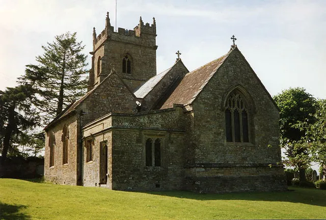 South Cadbury: church. Dedicated to St Thomas a Becket. The chancel, nearest the camera, was built in 1874, but much of the church dates from the 14th and 15th centuries