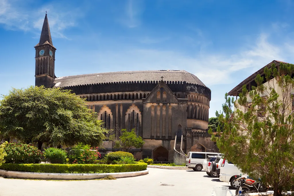 NOTE: This image is a panorama of Anglican cathedral Christ Church consisting of 6 frames that were merged or stitched in PTGui. As a result, this image necessarily underwent some form of digital manipulation. These manipulations may include blending, blurring, cloning, and color and perspective adjustments. As a result of these adjustments, the image content may be slightly different from reality at the points where multiple images were combined. This manipulation is often required due to lens, perspective, and parallax distortions.