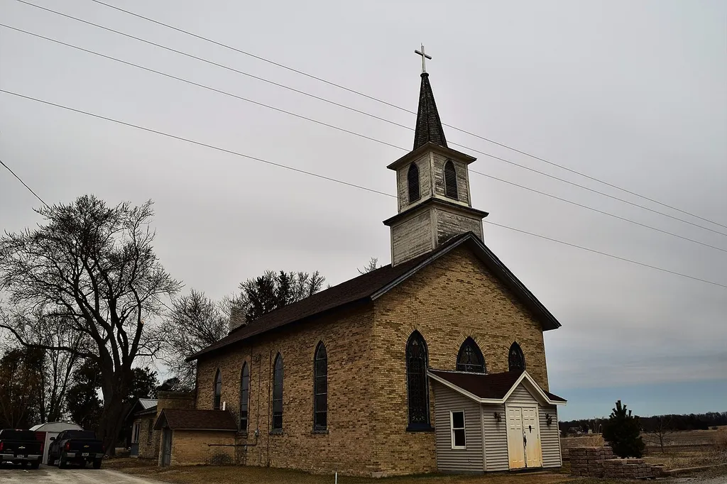 St. Joseph's Roman Catholic Church, located along County Highway Q in the town of Shields, Wisconsin. The church is listed on the National Register of Historic Places.
