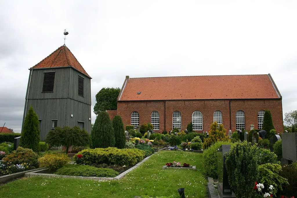 Historic church in Burhafe, district of Wittmund, East Frisia, Germany