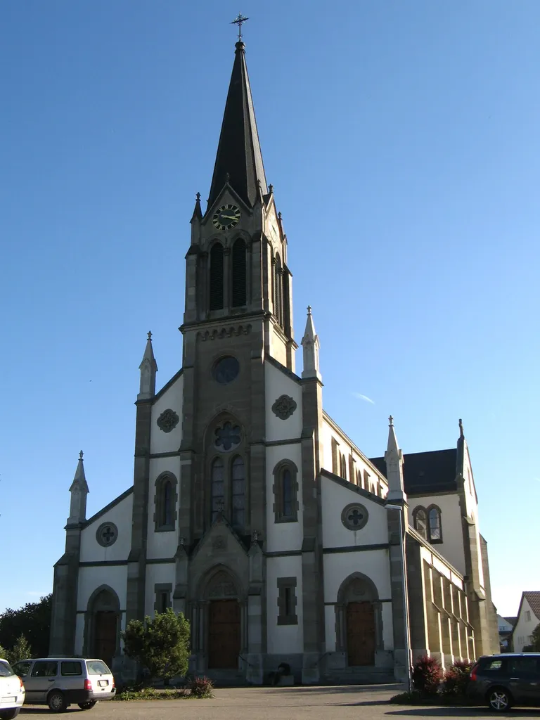 Front view of St Pancras parish church in Boswil