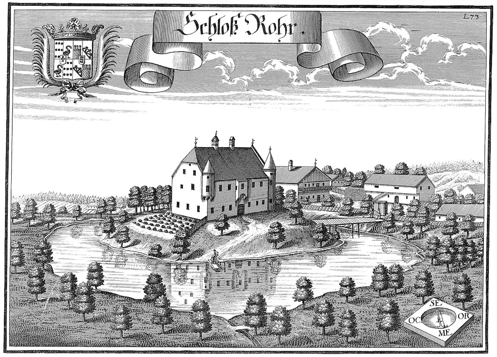 Kupferstich Rohr, Schloss