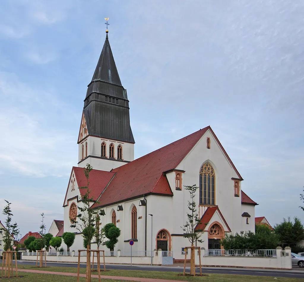 Lutherstadt Eisleben in Sachsen-Anhalt. Die Kirche St. Gertrud wurde 1914 erbaut. Sie steht unter Denkmalschutz.