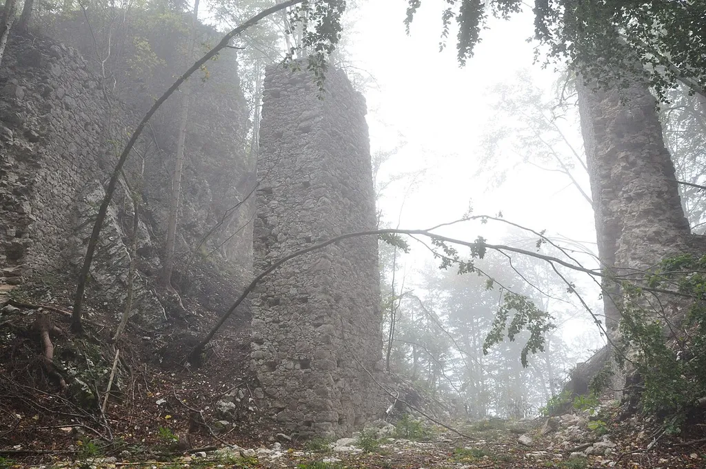 Castle ruin "Old Rechberg" at Rechberg, municipality Eisenkappel-Vellach, district Voelkermarkt, Carinthia / Austria / EU