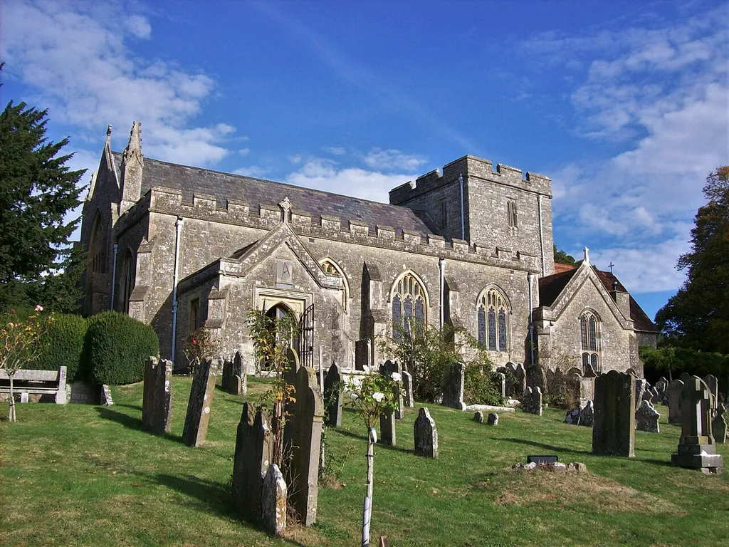 St Peter's parish church, Church Hill, Boughton Monchelsea, Kent, seen from the southwest