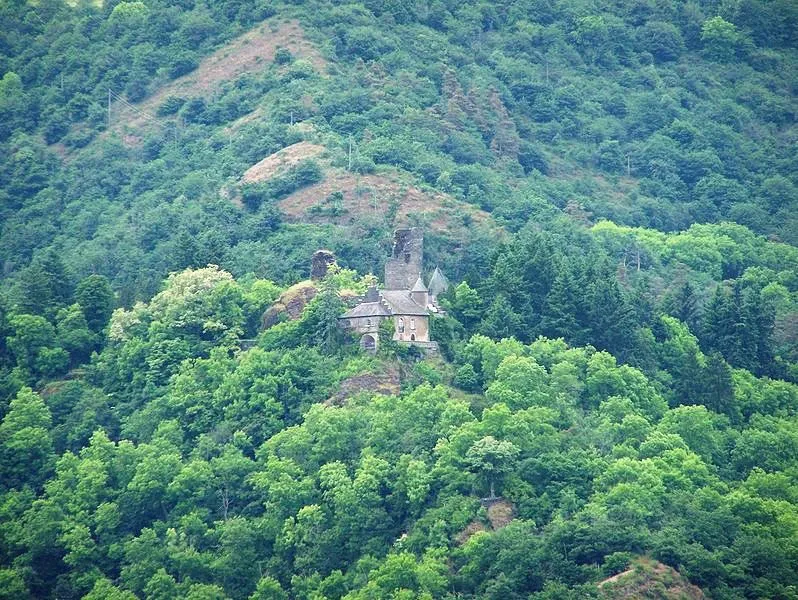 Castle Falkenstein at Falkenstein-Waldhof in Germany, taken from the other side of the Our in Luxemburg (Bivels).