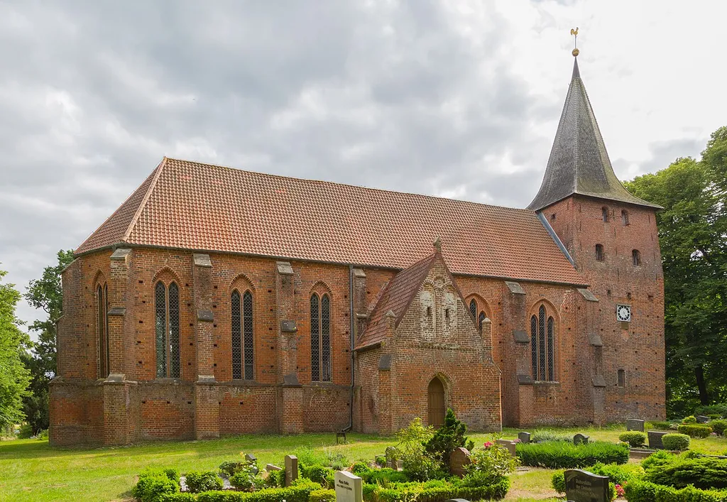 The Lutheran Village Church of Gressow, district of Gägelow, Landkreis Nordwestmecklenburg, Mecklenburg-Western Pomerania, Germany. The church is a listed cultural heritage monument.
