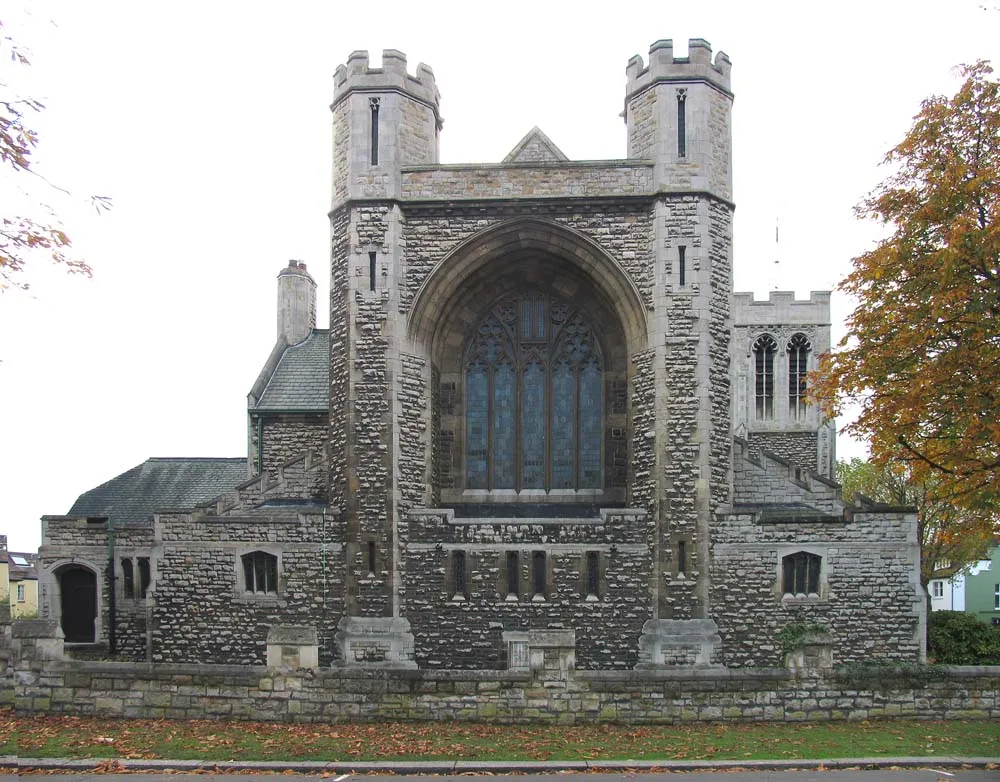 All Saints' parish church, Elm Grove Road, Ealing, London W5, seen from the east from Delamere Road