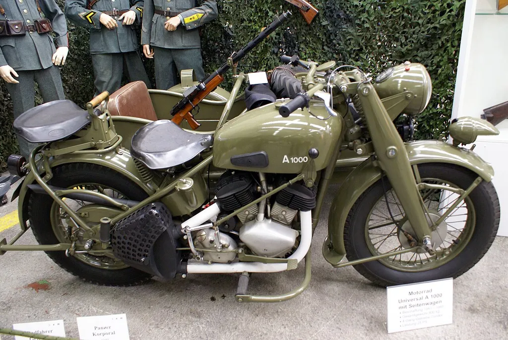 Swiss Army. Universal motorcycle A 1000 with sidecar. Swiss Army Museum.