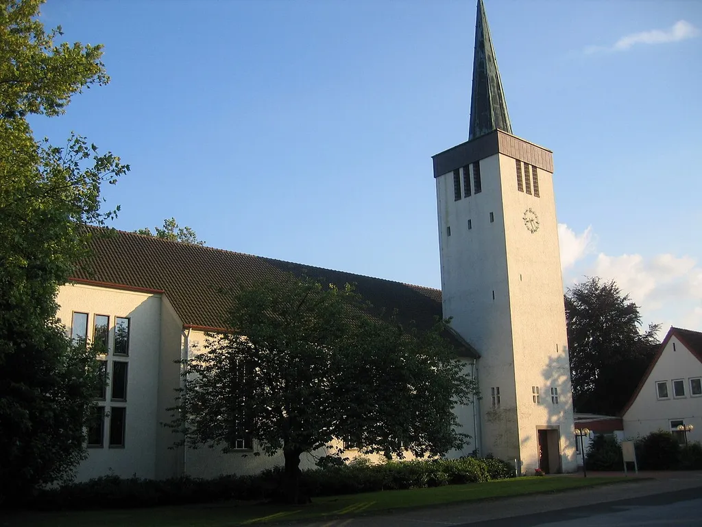 Lutheran church Holsen-Ahle in Bünde, District of Herford, North Rhine-Westphalia, Germany.