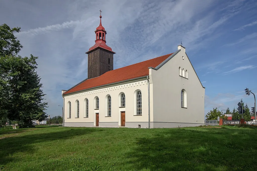 Byków, kościół ewang, ob. rzym.-kat. fil. p.w. Matki Boskiej Różańcowej, 1702, 1852