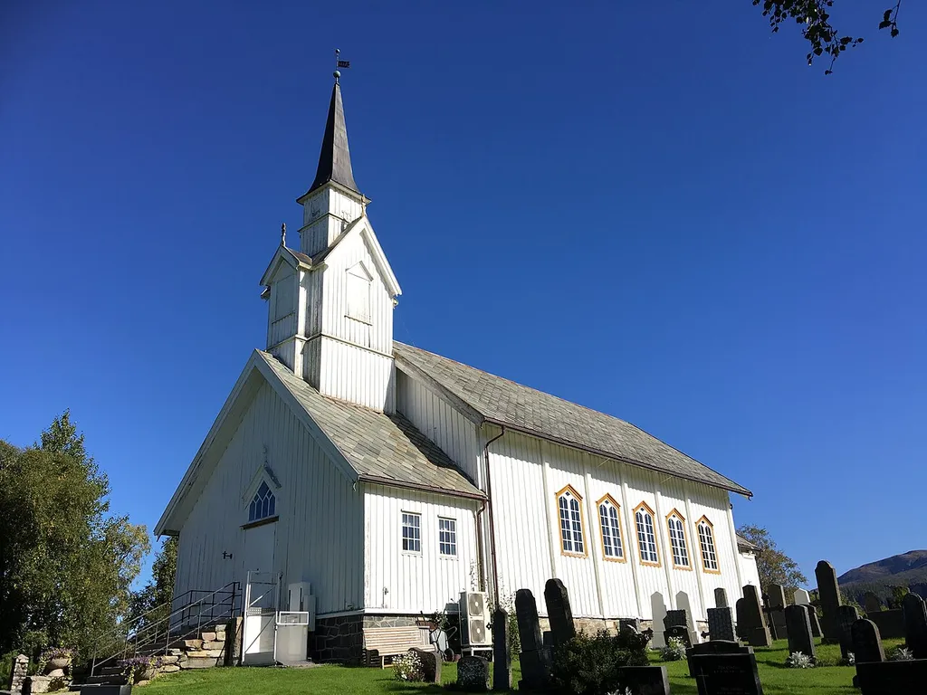 Høylandet Church from 1860 at Romstad in Høylandet Municipality in Nord-Trøndelag County, Norway in September 2016