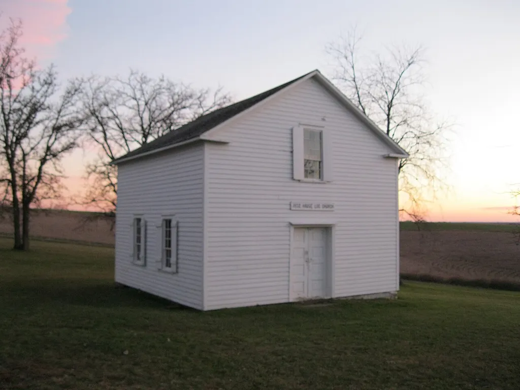 Hauge Log Church north of Daleyville, Wisconsin. The Norwegian Lutheran Church was built in 1852 by Norwegian settlers.