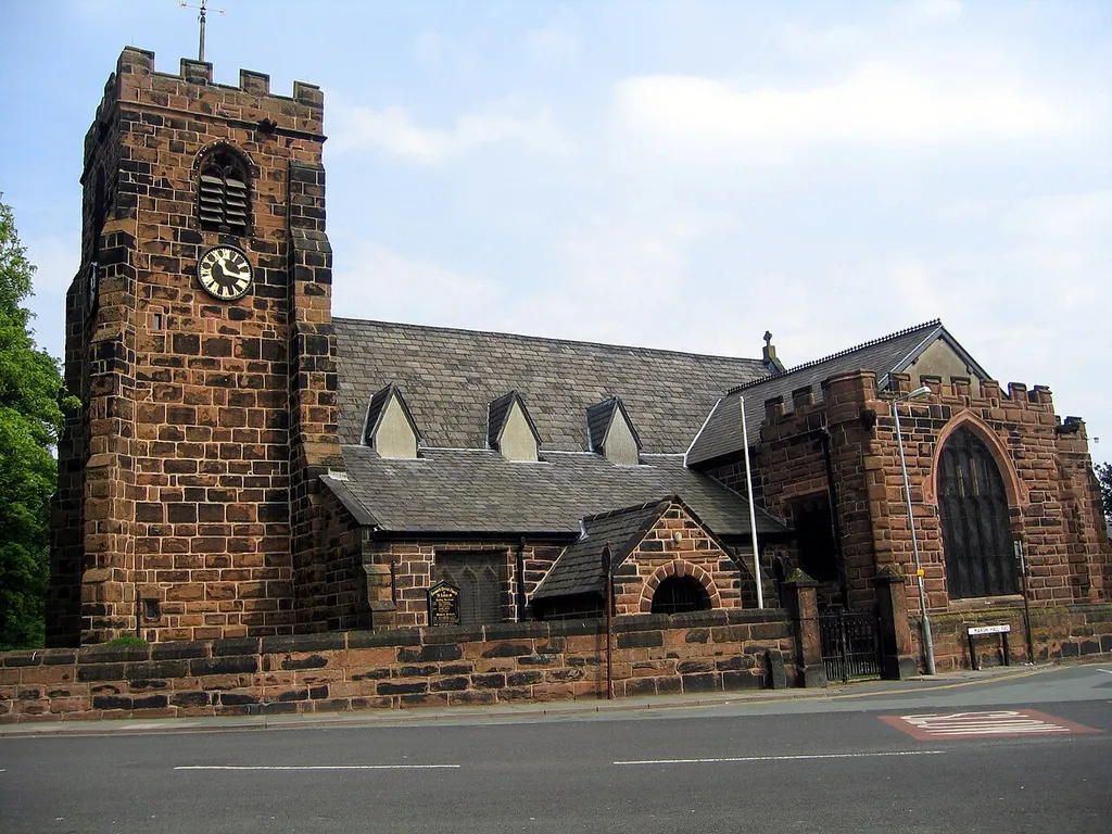 St Luke's parish church, Pit Lane, Farnworth, Widnes, Cheshire (formerly Lancashire), seen from the south
