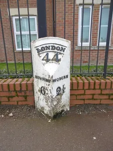 Milepost, Station Road; 100m SE of level crossing at Woburn Sands Railway Station