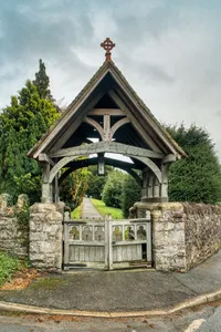 Lych-Gate to Christ Church Parish Church.  A 490 (Ne Side), Bwlch-Y-Cibau