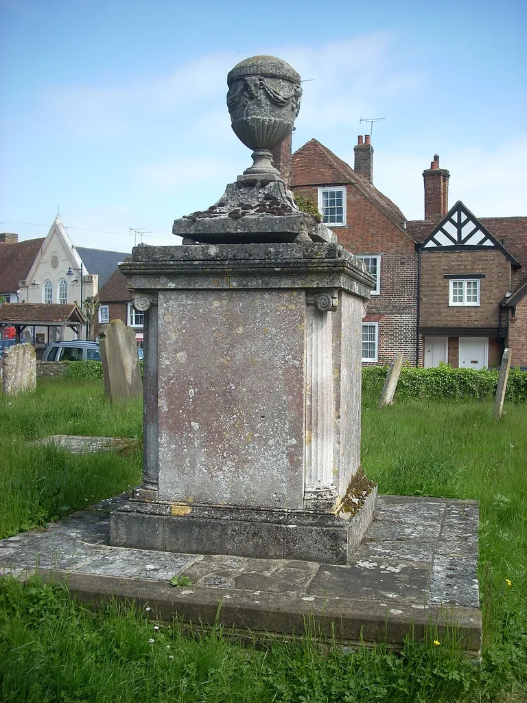Churchyard of St. Mary's Church, Lenham, Kent, England. Monument to George Powelle and others, 1777. Grade II listed.