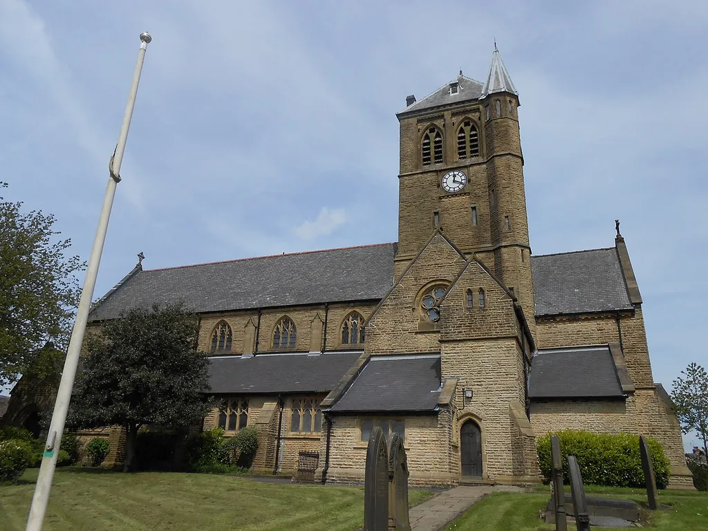Holy Trinity parish church, Church Road, Shaw, Greater Manchester, seen from the south