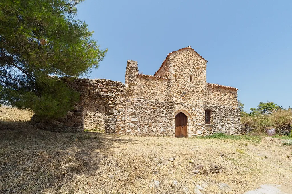 The medieval 13th-14th century church of Sain Peter and Paul at Vounoi, Euboea.