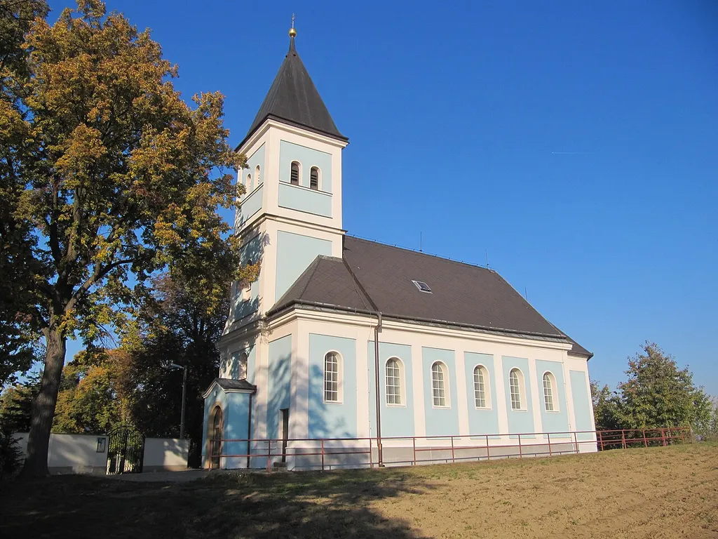 Hodějice in Vyškov District, Czech Republic. Chapel of St. Bartholomew from years 1882-1884.