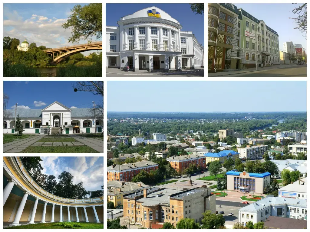 Montage of pictures of Bila Tserkva used for the specific article. Composition of these pictures: File:Вулиця Гординського (Біла Церква)4.jpg, by Frank Treak. File:Споруда БНАУ.jpg, by Falin. File:Міст через р.Рось у Білій Церкві.jpg, by nl:User:Роман Наумов, cc-by-sa 1.0. File:Торгові ряди (Біла Церква) 01.jpg, by Kiyanka. File:Колонада «Луна» у Білій Церкві.jpg, by nl:User:Роман Наумов, cc-by-sa 1.0. File:Панорама Торгової площі (Біла Церква).jpg, by nl:User:Роман Наумов, cc-by-sa 1.0.