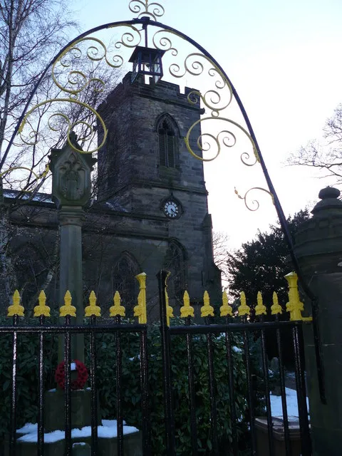 Gate and west tower of St James' parish church, Shardlow, Derbyshire