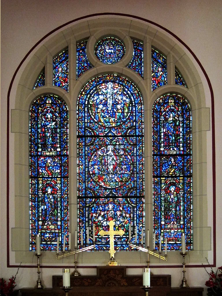 Stained glass window in the chancel of the Church of St. James the Greater, Bristol, Pennsylvania, commissioned through a donation from the Dorrance family and installed in 1924. It was designed by the stained glass artist Nicholas D’Ascenzo.