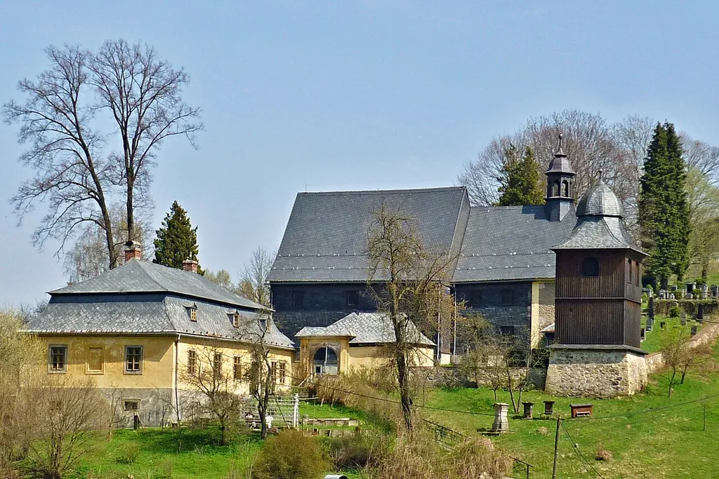 Holzkirche St. Christophorus in Christofsgrund (Kryštofovo Údolí) in Nordböhmen