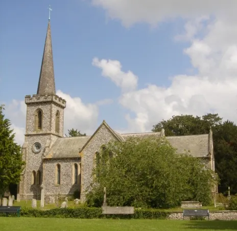 Stanmer parish church, Stanmer Park, City of Brighton and Hove, seen from the south