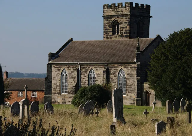 St Peter's parish church, Hartshorne, Derbyshire, seen from the southeast