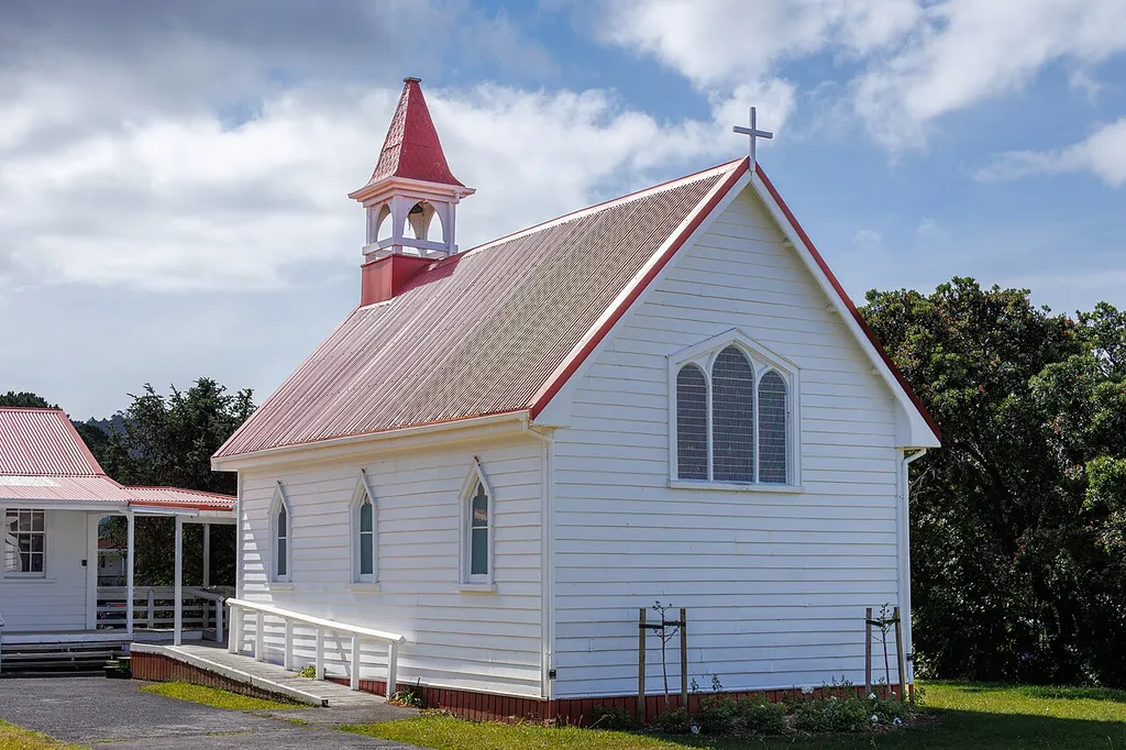 St Michael and All Angels Church in Leigh, New Zealand, viewed from the south-east.