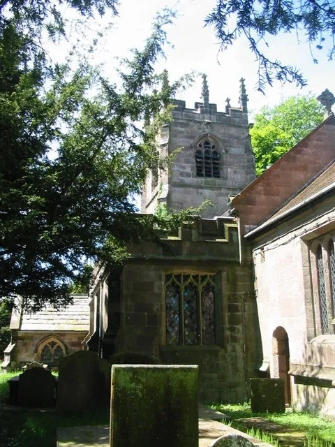 Part of St Michael's parish church, Horton, Staffordshire, looking west to the west tower