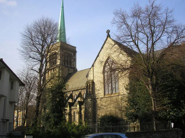 St John of Jerusalem parish church, Church Crescent, South Hackney, London E9, seen from the east