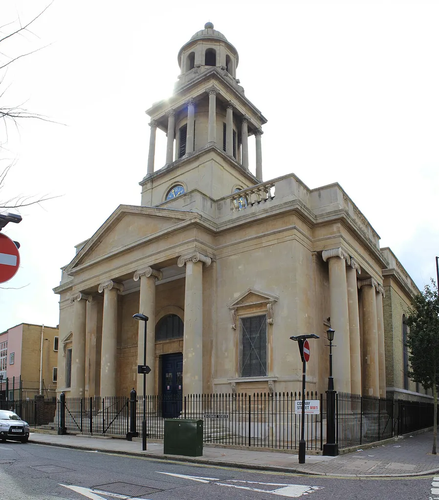 The front of Christ Church, Cosway Street, London NW1, seen from the northeast