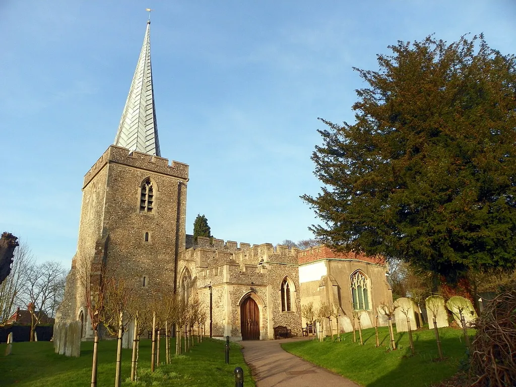 St Nicholas' Church, Stevenage. One of two Grade I listed buildings in Stevenage, and the oldest building in Stevenage. 18 February 2013.