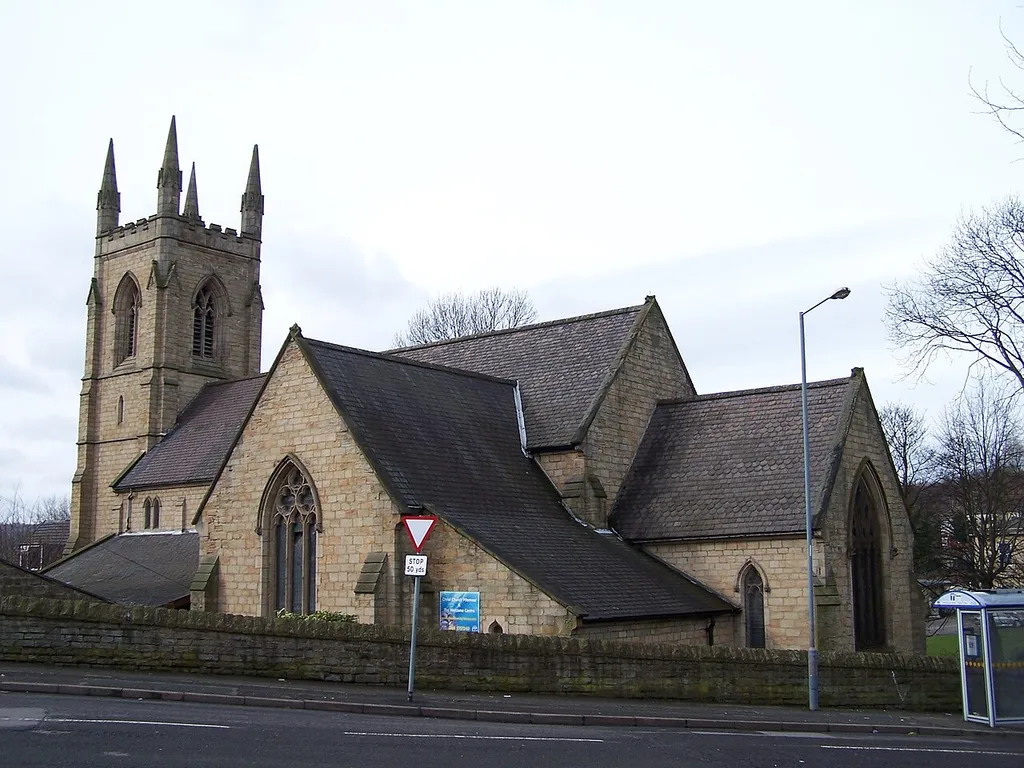 Christ Church, Pitsmoor, Sheffield - 3, near to Sheffield, Great Britain. This view is from Nottingham Street. For more views of the Church and the Vicarage see ... <a href="https://www.geograph.org.uk/photo/1738458">SK3589 : Christ Church, Pitsmoor, Sheffield - 1</a> <a href="https://www.geograph.org.uk/photo/1738464">SK3589 : Christ Church, Pitsmoor, Sheffield - 2</a> <a href="https://www.geograph.org.uk/photo/1738494">SK3589 : Vicarage, Christ Church, Pitsmoor, Sheffield</a>