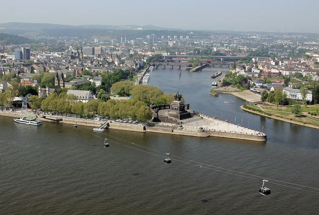 Deutsches Eck in Koblenz where the Moselle joins the Rhine