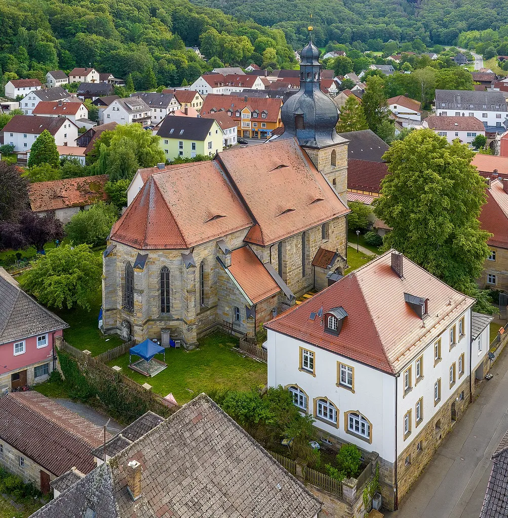 St. John's church Kasendorf, aerial view