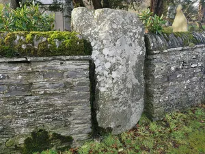 Churchyard gateway and churchyard wall to right