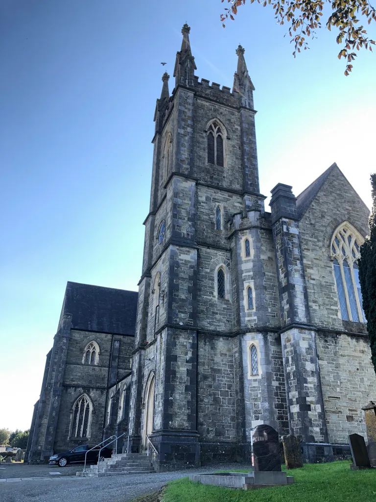 A view of St.Peter's Church, Bandon, County Cork, Ireland, from the north westerly entrance to the church grounds.