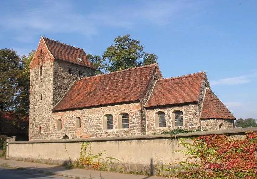 Stonechurch Lübnitz, built in the beginning13th century. The village Lübnitz is a part of the town Bad Belzig in the district Potsdam-Mittelmark, state Brandenburg, Germany. The village appertains to the nature park Naturpark Hoher Fläming.