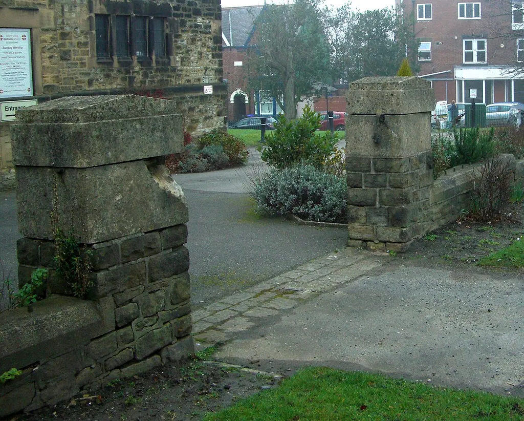 The wall and gate piers to Banner Cross church on Ecclesall Road South in Sheffield, England. A Grade II Listed Building dating from 1929. .mw-parser-output .messagebox{margin:4px 0;width:auto;border-collapse:collapse;border:2px solid var(--border-color-progressive,#6485d1);background-color:var(--background-color-neutral-subtle,#fbfcff);color:var(--color-base,#202122);box-sizing:border-box;border-inline-start-width:8px}.mw-parser-output .messagebox.mbox-small{font-size:88%;line-height:1.25em}.mw-parser-output .mbox-warning,.mw-parser-output .mbox-speedy{border:2px solid var(--border-color-error,#b22222);background:var(--background-color-error-subtle,#ffdbdb);border-inline-start-width:8px}.mw-parser-output .mbox-serious,.mw-parser-output .mbox-delete,.mw-parser-output .mbox-stop{border:2px solid var(--border-color-error,#b22222);border-inline-start-width:8px}.mw-parser-output .mbox-issue,.mw-parser-output .mbox-content{border:2px solid #f28500;background:var(--background-color-warning-subtle,#ffe);border-inline-start-width:8px}.mw-parser-output .mbox-query,.mw-parser-output .mbox-style{border:2px solid #f4c430;background:var(--background-color-warning-subtle,#ffe);border-inline-start-width:8px}.mw-parser-output .mbox-shit{border:2px solid #960;border-inline-start-width:8px}.mw-parser-output .mbox-license{border:2px solid #88a;border-inline-start-width:initial}.mw-parser-output .mbox-legal{border:2px solid var(--border-color-notice,#666);background:var(--background-color-base,#fff);border-inline-start-width:8px}.mw-parser-output .mbox-honor{border:2px solid #ca3;background:var(--background-color-warning-subtle,#fcf4db);border-inline-start-width:8px}.mw-parser-output .mbox-growth{border:2px solid #8d4;background:var(--background-color-success-subtle,#d5fdf4);border-inline-start-width:8px}.mw-parser-output .mbox-move{border:2px solid #93c;border-inline-start-width:8px}.mw-parser-output .mbox-protection,.mw-parser-output .mbox-message{border:2px solid var(--border-color-