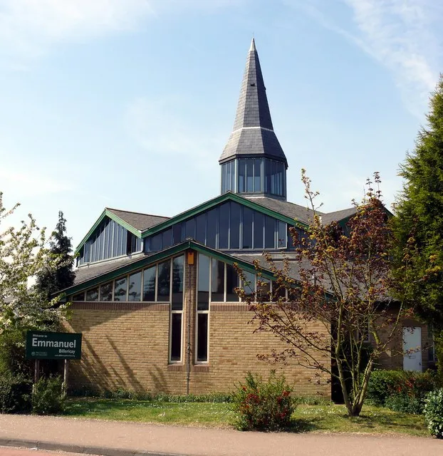 Emmanuel parish church, Laindon Road, Billericay, Essex, seen from the east. It is built on the site of the Archer Hall.